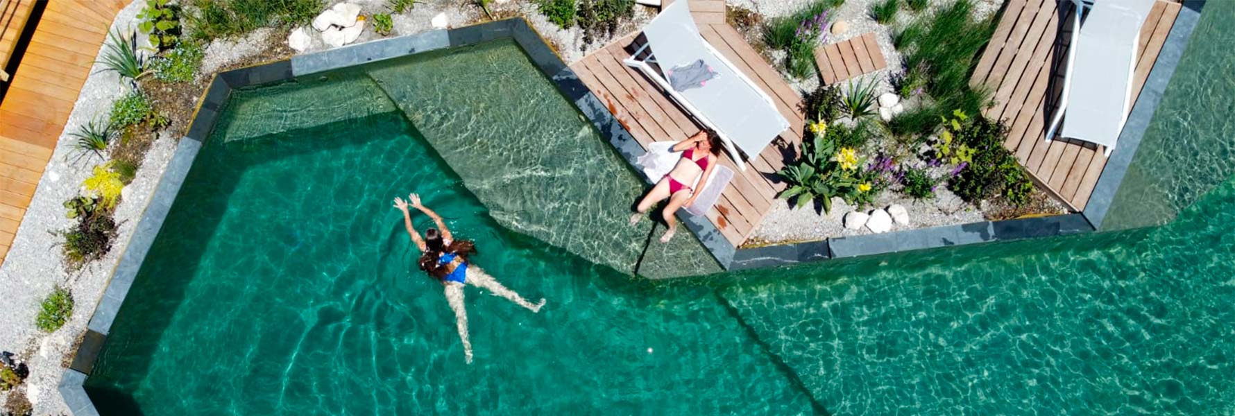 Construction piscine naturelle Couleur Nature - vue de dessus